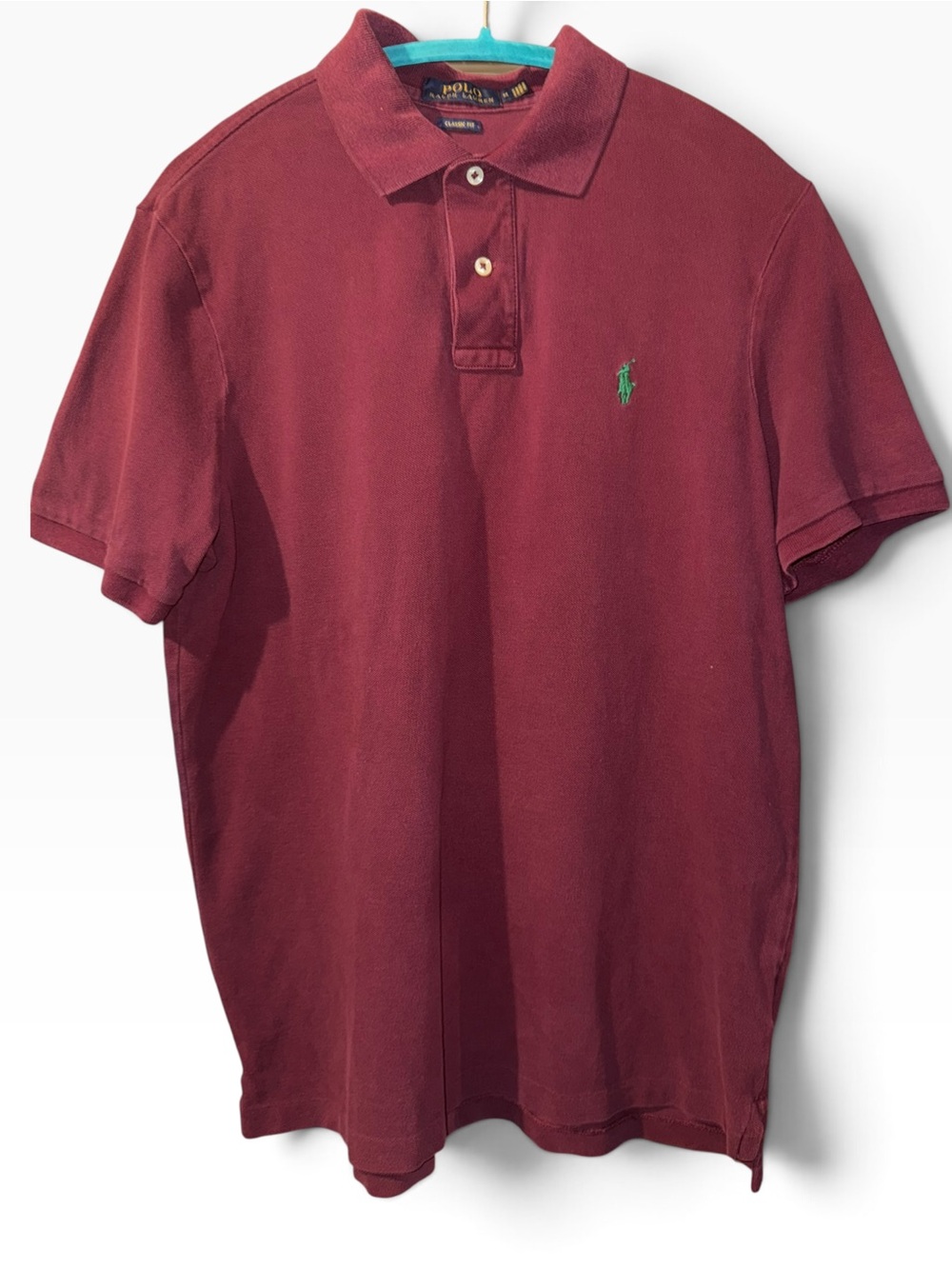 Ralph Lauren Men's Burgundy Polo with Green Pony